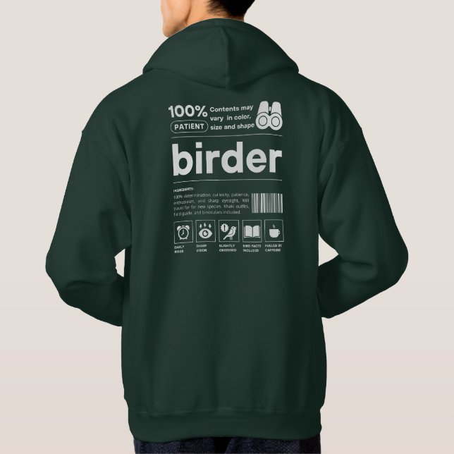 Birdwatching Humour Birder Funny Barcode Hoodie (Back)