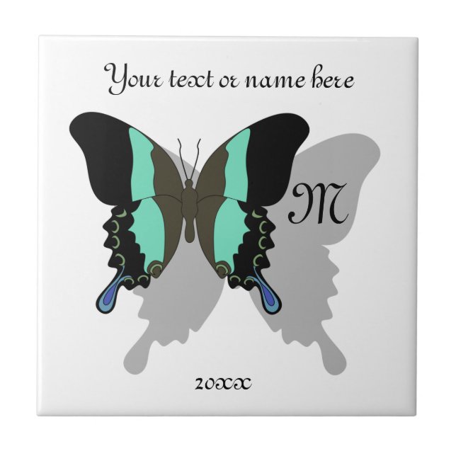 Birdwing Butterfly Shadow Monogram Tile (Front)