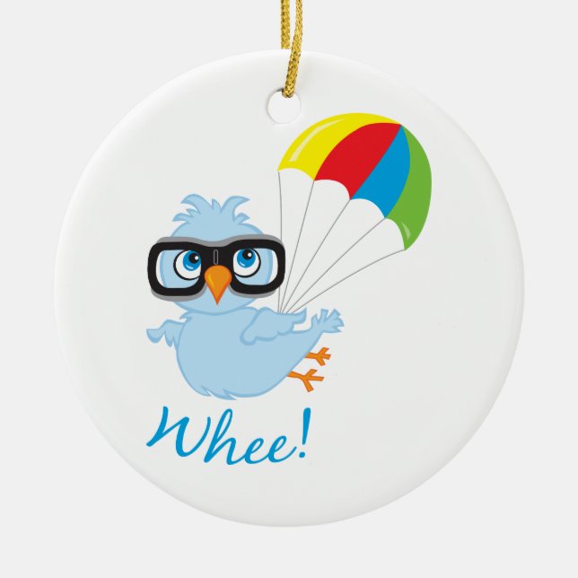 Birdy Parachute Ceramic Tree Decoration (Front)