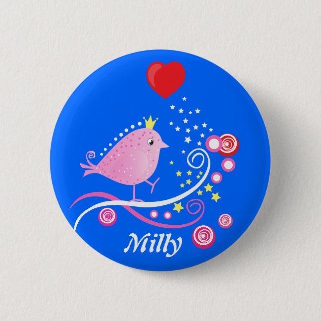 Birdy Vector Swirl - Bird Button (Front)