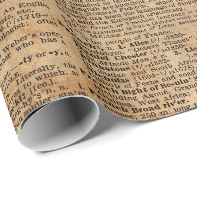 Bireds on branch,Old Book Page Art Design Wrapping Paper (Roll Corner)