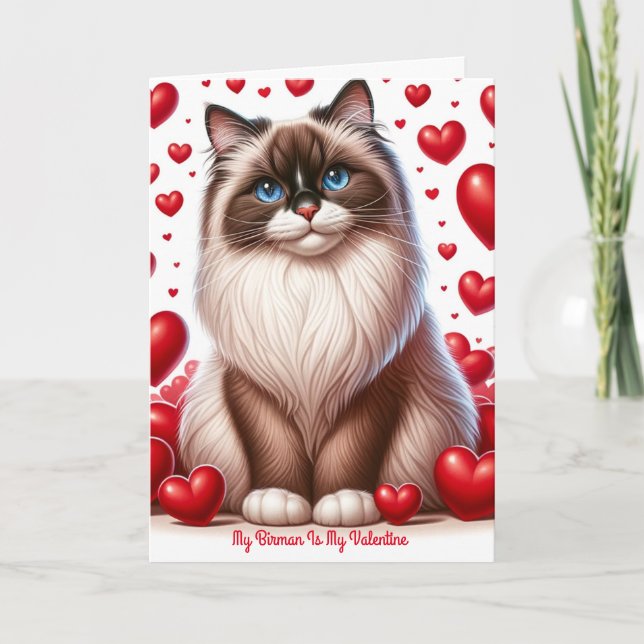 Birman Bliss: Valentine's Day  Holiday Card (Front)