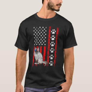 Birman Cat 4th Of July Patriotic American Flag Paw T-Shirt