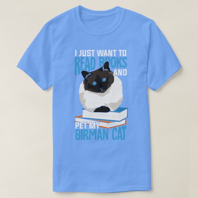 Birman Cat Book Reading Lover Gift T-Shirt (Design Front)