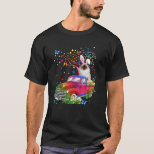 Birman Cat Bunny Truck Hunting Eggs Tree Easter Da T-Shirt