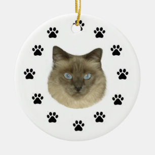 Birman Cat Ceramic Tree Decoration