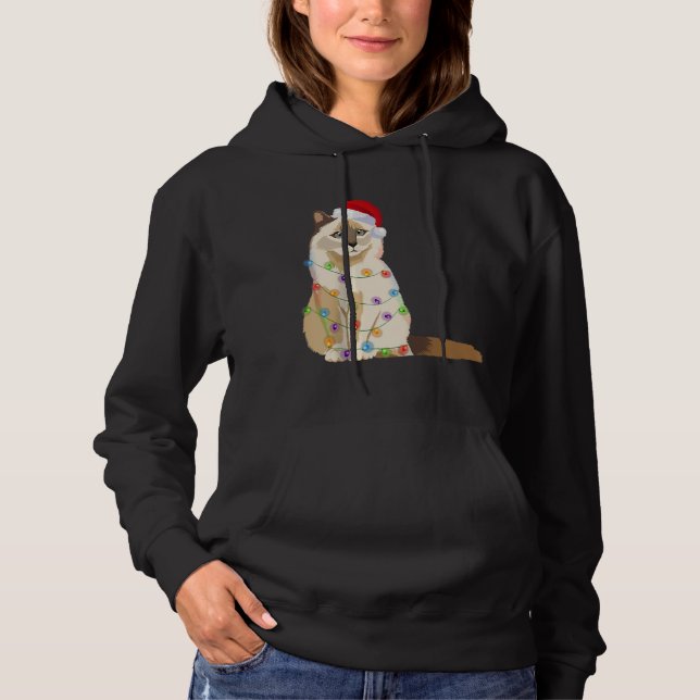 Birman Cat Christmas Lights Xmas Cat Lover Santa H Hoodie (Front)