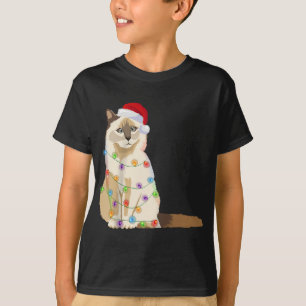 Birman Cat Christmas Lights Xmas Cat Lover Santa H T-Shirt
