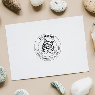 Birman Cat Family Return Address  Rubber Stamp