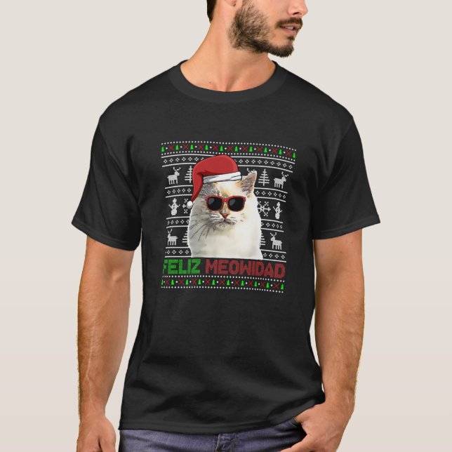 Birman Cat Feliz Meowidad Funny Christmas T-Shirt (Front)
