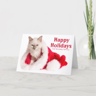 Birman Cat In Santa Hat Holiday Card