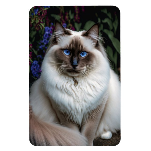 Birman Cat in the Garden Magnet (Vertical)