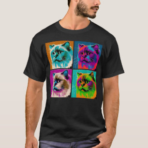 Birman Cat Pop Illustration Colourful Animal Women T-Shirt