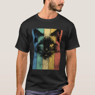 Birman Cat Portrait Vintage Style Mum Dad T-Shirt
