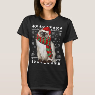 Birman Cat Santa Hat Xmas Ugly Christmas T-Shirt