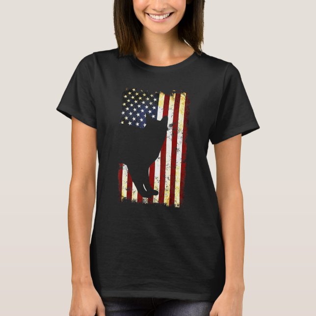 Birman Cat Silhouette American Flag 4th Of July T-Shirt (Front)