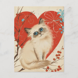 Birman Cat vintage Valentine's day Postcard