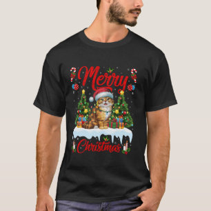 Birman Cat Xmas Tree Lighting Santa Hat Birman Cat T-Shirt