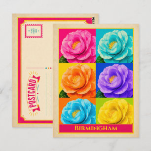 Birmingham Alabama Camellia Flower Vintage Postcard