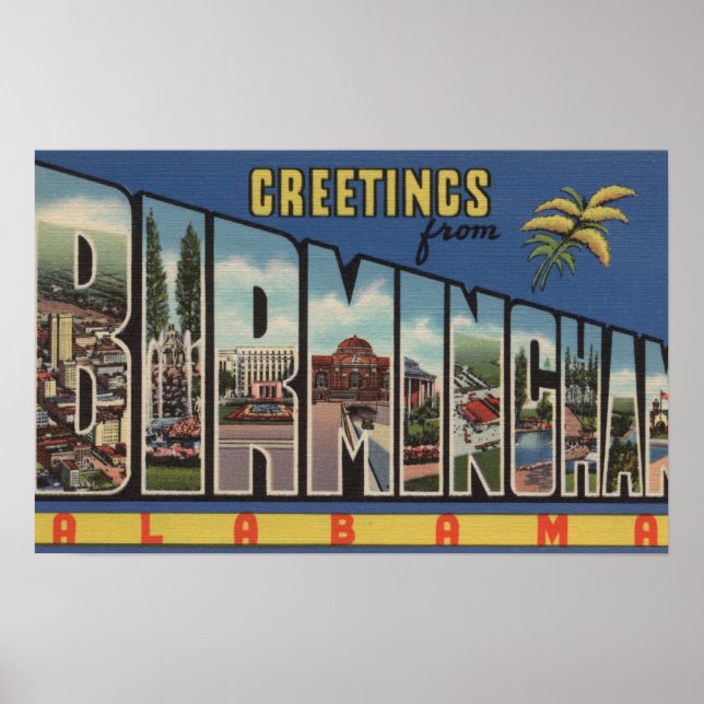 Birmingham, Alabama - Large Letter Scenes Poster (Front)