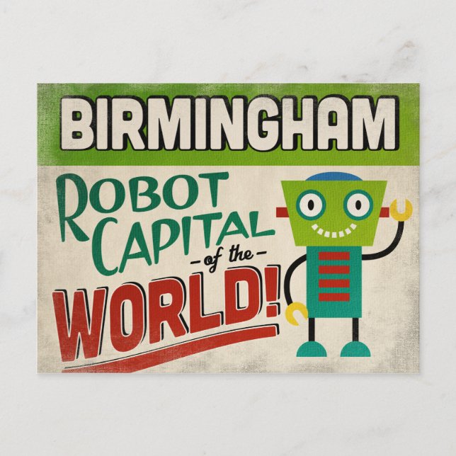 Birmingham Alabama Robot - Funny Vintage Postcard (Front)