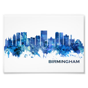 Birmingham Alabama Skyline Blue Photo Print
