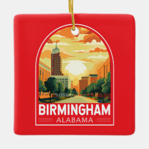 Birmingham Alabama Travel Art Emblem Ceramic Ornament