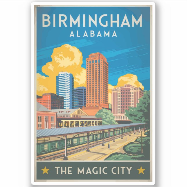 Birmingham Alabama Travel Art Vintage (Front)