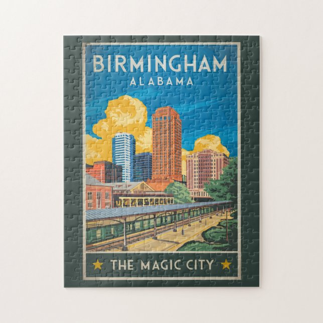 Birmingham Alabama Travel Art Vintage Jigsaw Puzzle (Vertical)