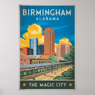 Birmingham Alabama Travel Art Vintage Poster