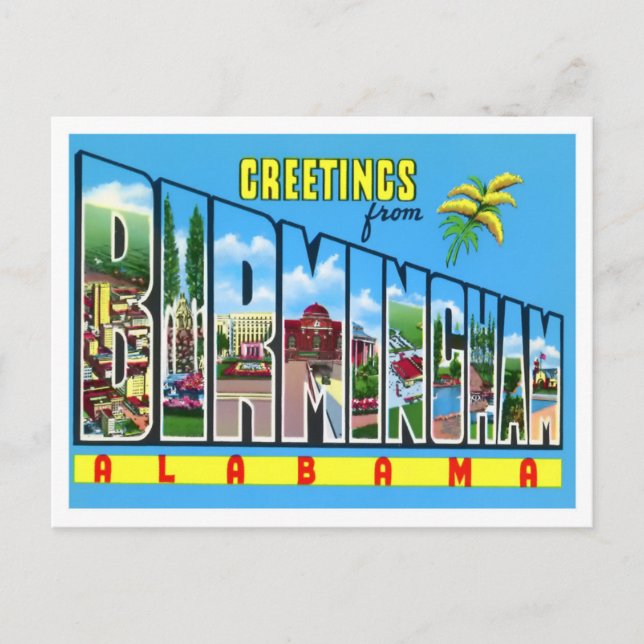 Birmingham, Alabama Vintage Big Letters Postcard (Front)