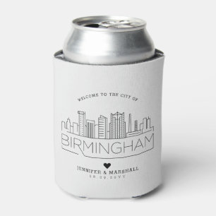 Birmingham, Alabama Wedding Stylized Skyline Can Cooler