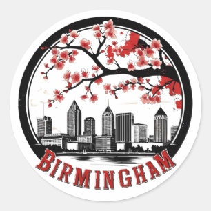 Birmingham City Alabama  Skyline  T-Shirt Classic Round Sticker