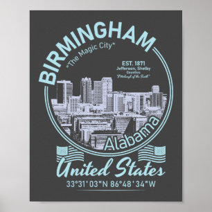 BIRMINGHAM CITY VINTAGE - STATE OF ALABAMA POSTER
