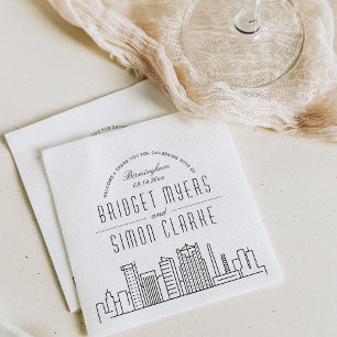Birmingham Deco Skyline Wedding Event Napkins