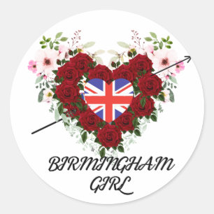Birmingham Girl Rose floral with arrow Classic Round Sticker