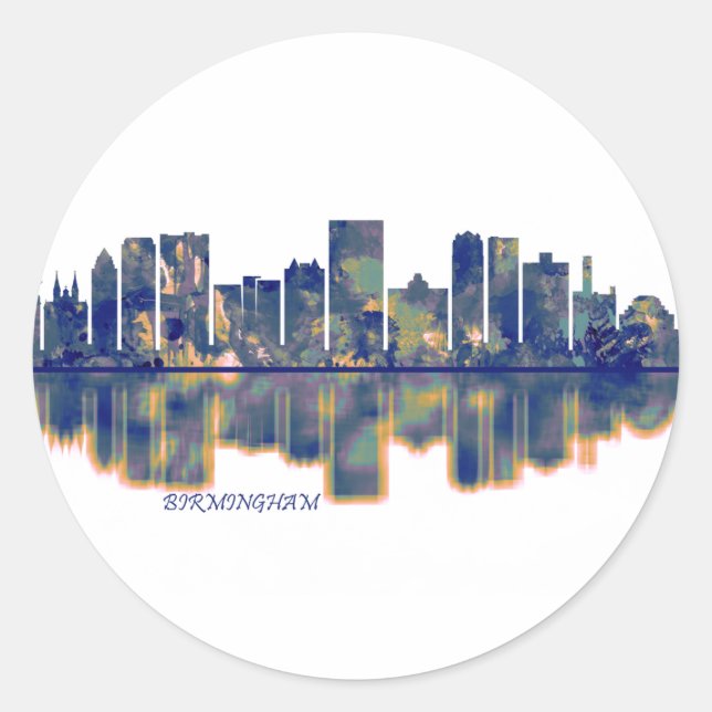 Birmingham Skyline Classic Round Sticker (Front)