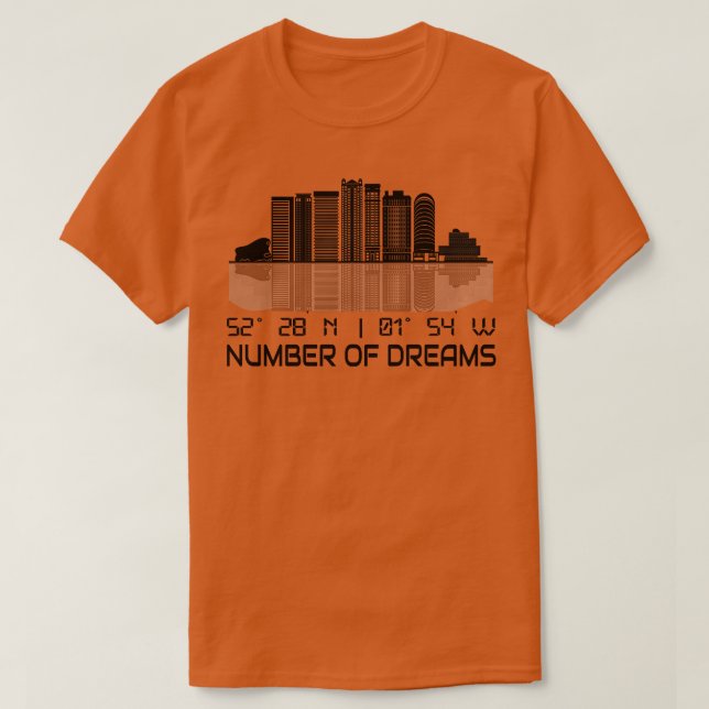 Birmingham Skyline GPS Coordinates City T-Shirt (Design Front)