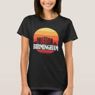 Birmingham Skyline Sunset in Retro Vintage Style T-Shirt