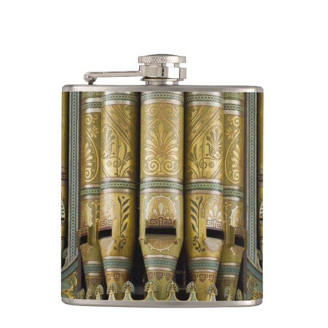 Birmingham Town Hall organ pipes Hip Flask (Front)