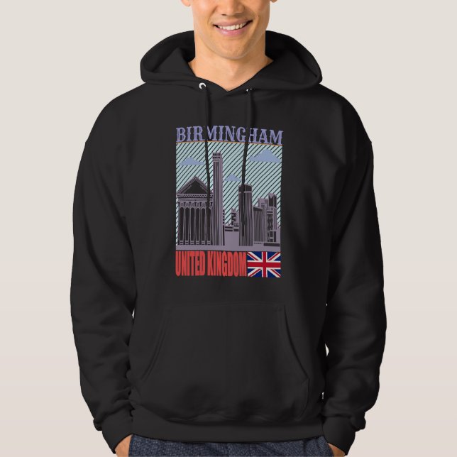 Birmingham UK Skyline Country City Skyline Landmar Hoodie (Front)