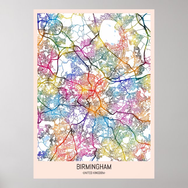 Birmingham United Kingdom City Map Poster (Front)