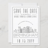 Birmingham Wedding Stylised Skyline Save the Date