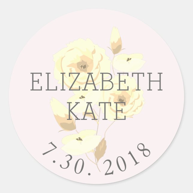 Birth Announcement Baby Girl Pink Floral Sticker (Front)