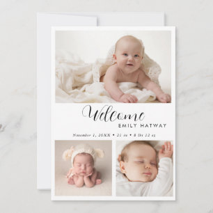 Birth Announcement Card   Welcome Baby Photo Colla