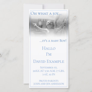 Birth announcement card with baby