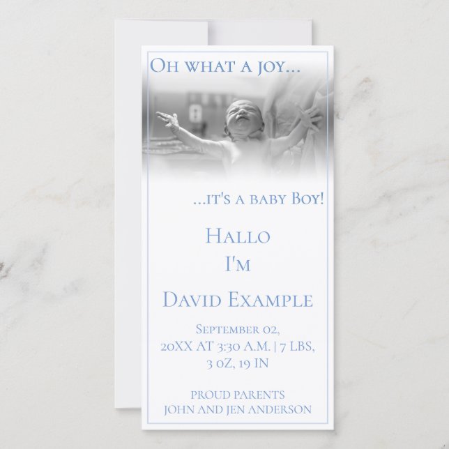 Birth announcement card with baby (Front)