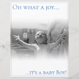 Birth announcement card with baby