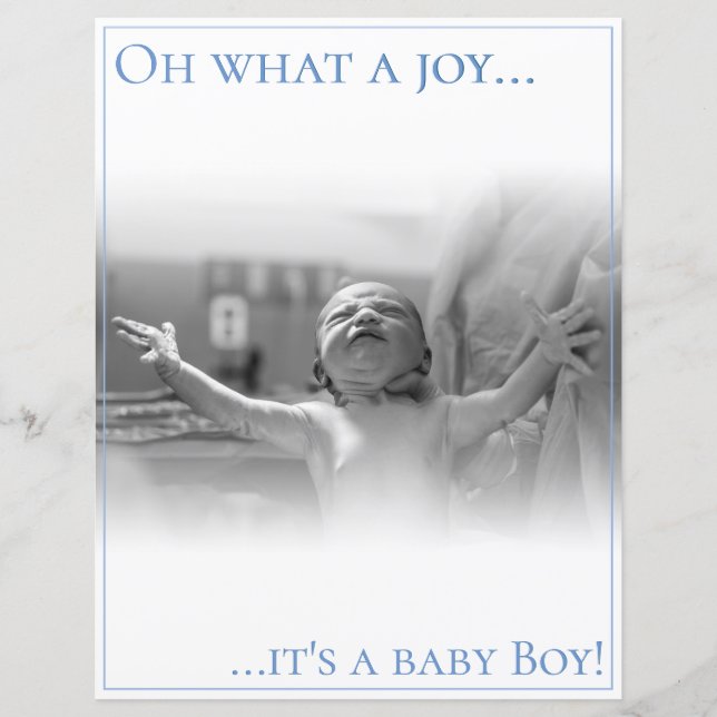 Birth announcement card with baby (Front)