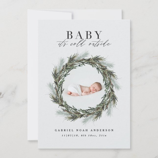 Birth announcement Christmas photo Holiday card (Front)